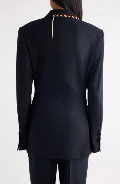 Dries Van Noten Baftan Long Sleeve Notched Lapel Jacket In Blue