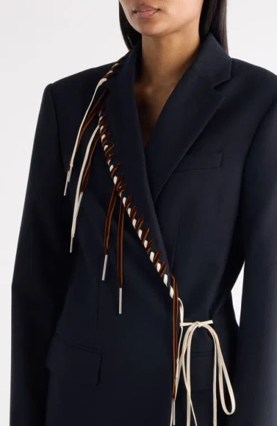 Dries Van Noten Baftan Long Sleeve Notched Lapel Jacket In Blue