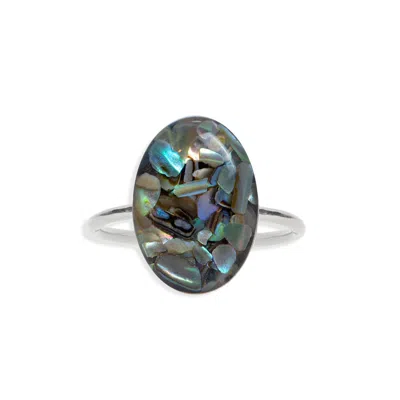 Kate Koel Women's Statement Cocktail Abalone Shell Oval Ring In Metallic