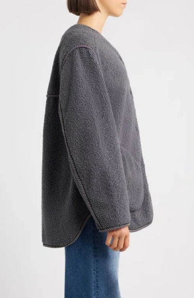 Ugg(r) Emmersyn Uggbraid Trim High Pile Fleece Coat In Gray