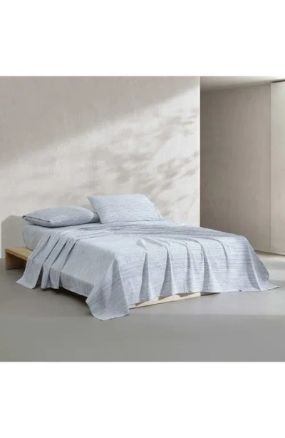 Calvin Klein Wavy Stripe Washed Percale Sheet Set In Blue