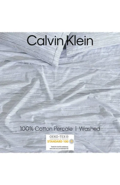 Calvin Klein Wavy Stripe Washed Percale Sheet Set In Blue