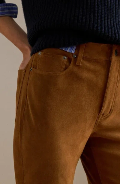 Ralph Lauren Women's High-rise Goat-suede Straight Ankle Pants In Brown