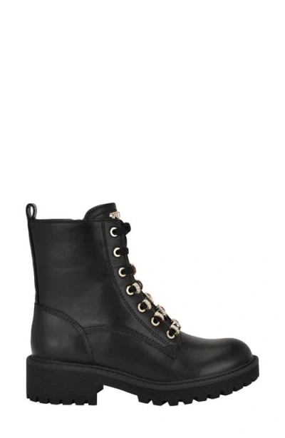 Guess Women's Fionaa Charms Lace-up Lug Sole Combat Boots In Black