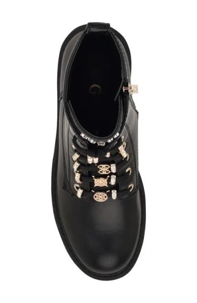 Guess Women's Fionaa Charms Lace-up Lug Sole Combat Boots In Black