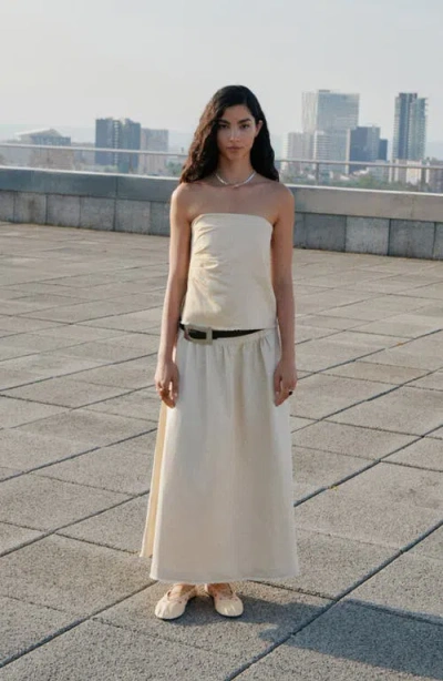 Mango Women's Crossed Straps Leather Ballet Flats In White