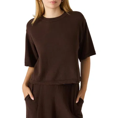 Steve Madden Kori Elbow Sleeve Crewneck Sweater In Brown