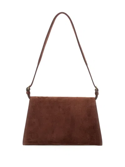 Savette Symmetry Shoulder Bag In Suede In Brown