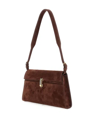 Savette Symmetry Shoulder Bag In Suede In Brown