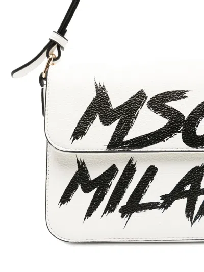 Msgm Logo-print Shoulder Bag In Neutral