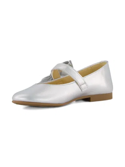 Andanines Bow-detail Ballet Flats In Silver