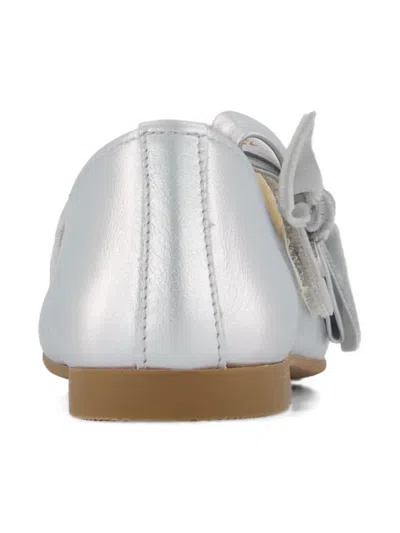 Andanines Bow-detail Ballet Flats In Silver