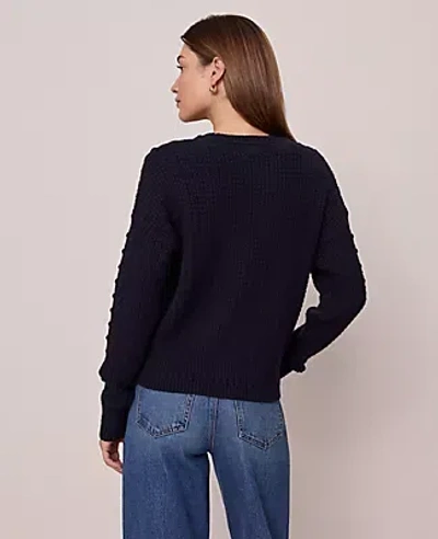 Ann Taylor Weekend Collection Popcorn-stitch Cable Sweater In Black