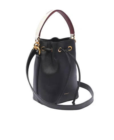 Bally Logo Printed Drawstring Bucket Bag In Gray