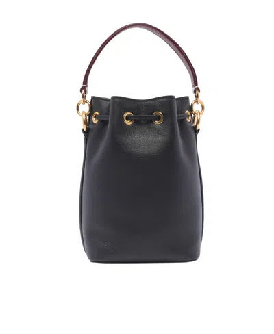 Bally Logo Printed Drawstring Bucket Bag In Gray