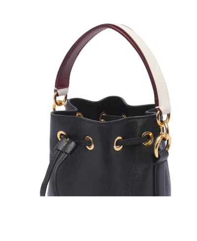 Bally Logo Printed Drawstring Bucket Bag In Gray