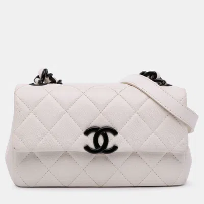 Pre-owned Chanel White Small Quilted Caviar My Everything Flap