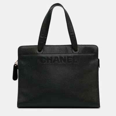 Pre-owned Chanel Black Cc Caviar Leather Tote