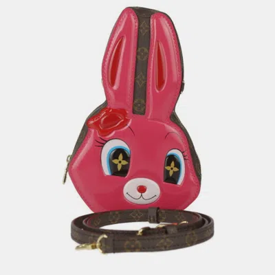 Pre-owned Louis Vuitton X Sun Yitian Rabbit Brown Monogram Canvas Wallet On Chain