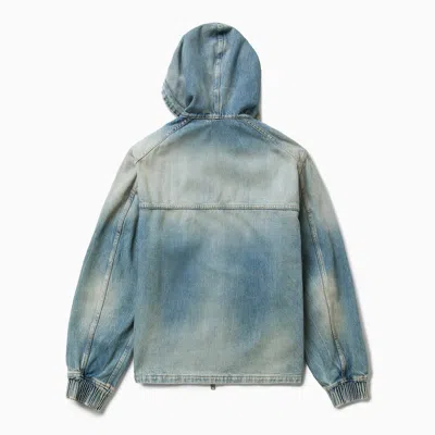 1989 Studio Men's Blue Denim Zip Hoodie In Blue