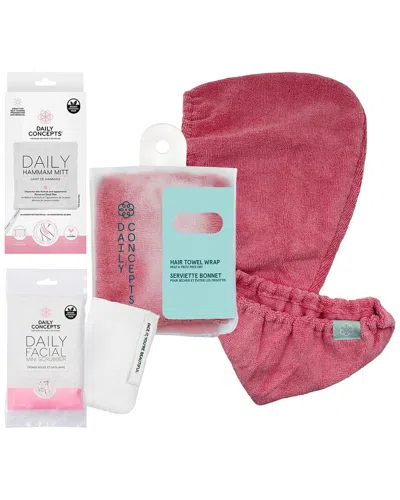 Daily Concepts Facial Scrubber, Hammam Mitt & Hair Towel Set
