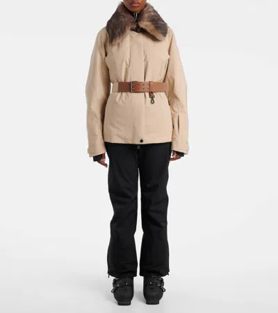 Moncler Vizelles Shearling-trimmed Ski Jacket In Neutral