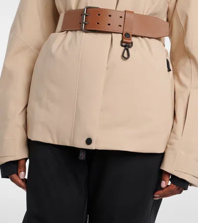 Moncler Vizelles Shearling-trimmed Ski Jacket In Neutral