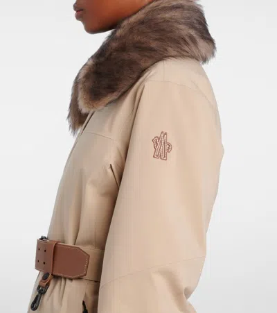 Moncler Vizelles Shearling-trimmed Ski Jacket In Neutral
