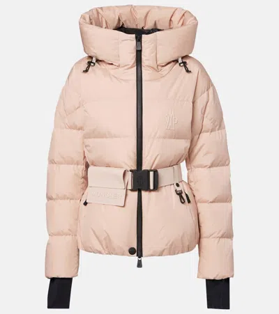 Moncler Grenoble Buckled Waist Padded Jacket In Pink
