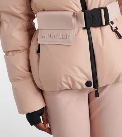 Moncler Grenoble Buckled Waist Padded Jacket In Pink