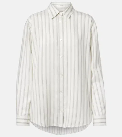 The Row Eirlys Striped Silk Button-down Shirt In White