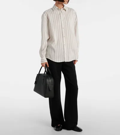The Row Eirlys Striped Silk Button-down Shirt In White