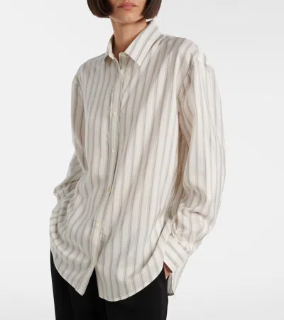 The Row Eirlys Striped Silk Button-down Shirt In White