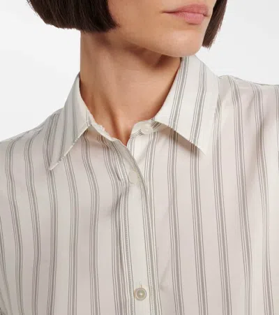 The Row Eirlys Striped Silk Button-down Shirt In White
