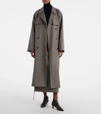 The Row Rhydian Virgin Wool Gabardine Trench Coat In Gray