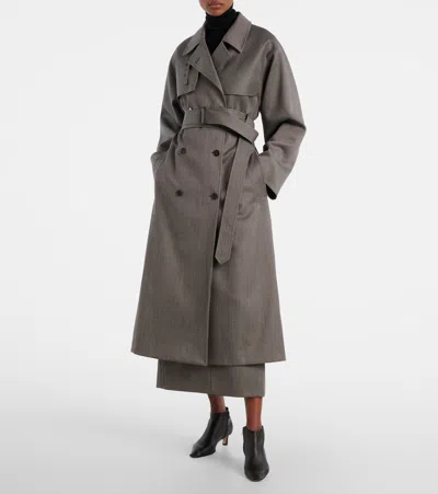 The Row Rhydian Virgin Wool Gabardine Trench Coat In Gray