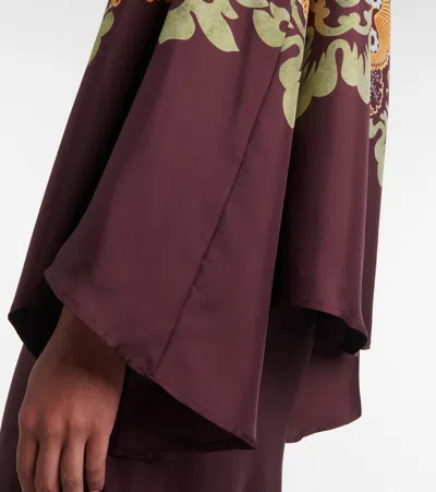 La Doublej La Double J Make An Exit Printed Silk Top In Brown