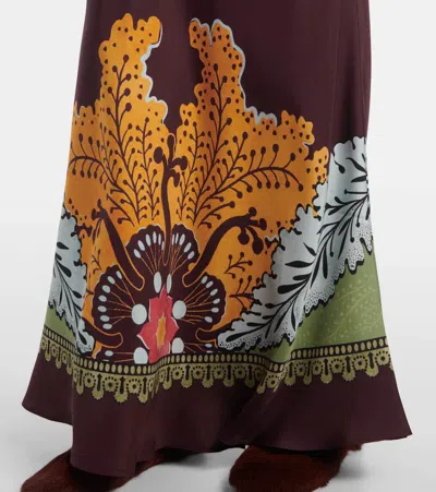 La Doublej La Double J Sleek Printed Silk-twill Midi Skirt In Multi