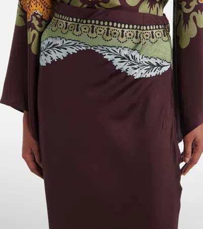 La Doublej La Double J Sleek Printed Silk-twill Midi Skirt In Multi