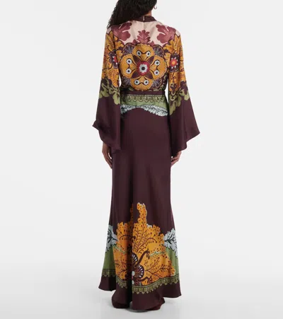 La Doublej La Double J Sleek Printed Silk-twill Midi Skirt In Multi