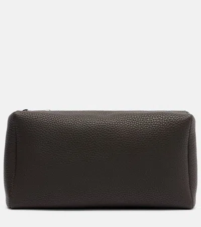 The Row Squared Compact Leather Clutch In Gray