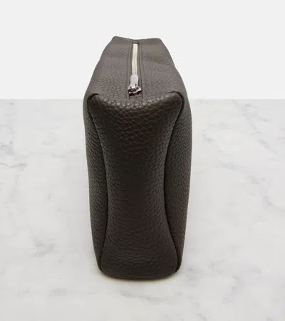 The Row Squared Compact Leather Clutch In Gray