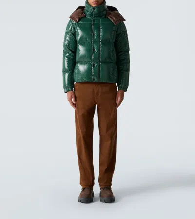 Moncler Parana Glossy Hooded Short Down Jacket Clothing In Green