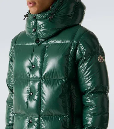 Moncler Parana Glossy Hooded Short Down Jacket Clothing In Green