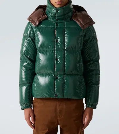 Moncler Parana Glossy Hooded Short Down Jacket Clothing In Green