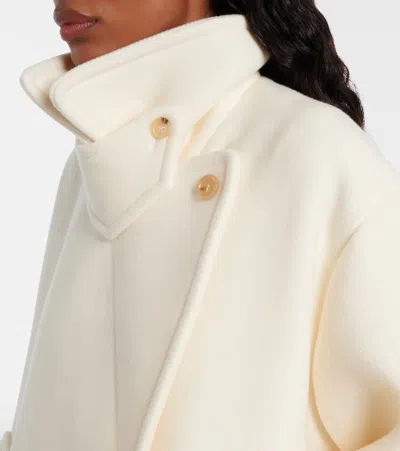 Chloé Oversized Wool Blend Peacoat Chin Strap Collar In White