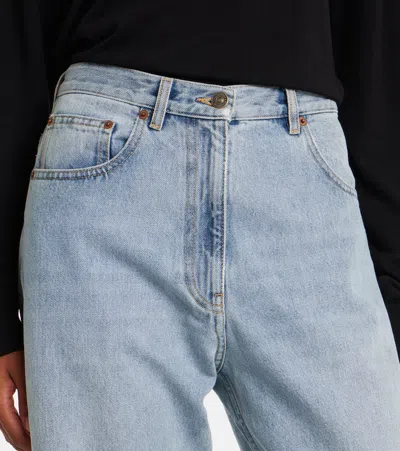 Valentino Straight Trousers With Pockets And Belt Loops In Blue