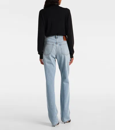 Valentino Straight Trousers With Pockets And Belt Loops In Blue