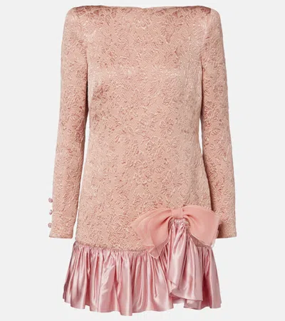 Valentino Long Sleeve Dress Ruffled Hem In Pink