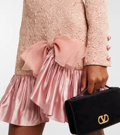Valentino Long Sleeve Dress Ruffled Hem In Pink
